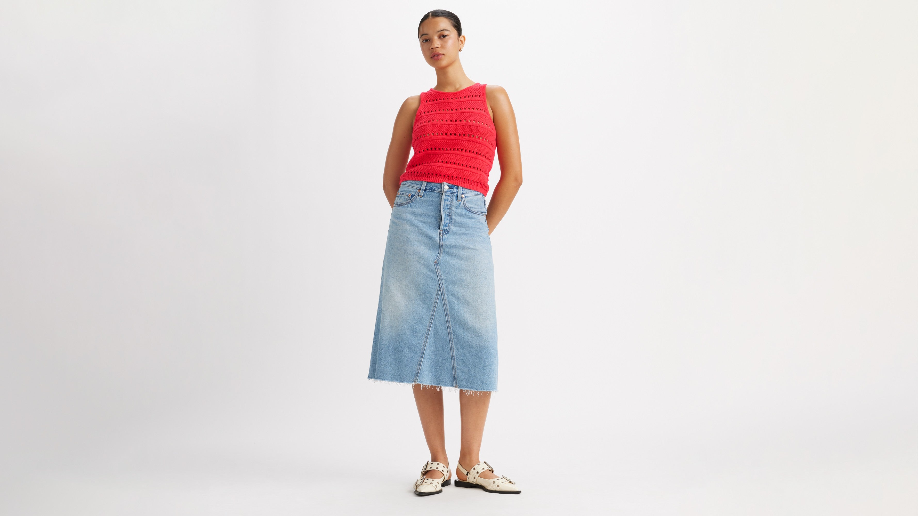 Levis high waisted jean skirt best sale