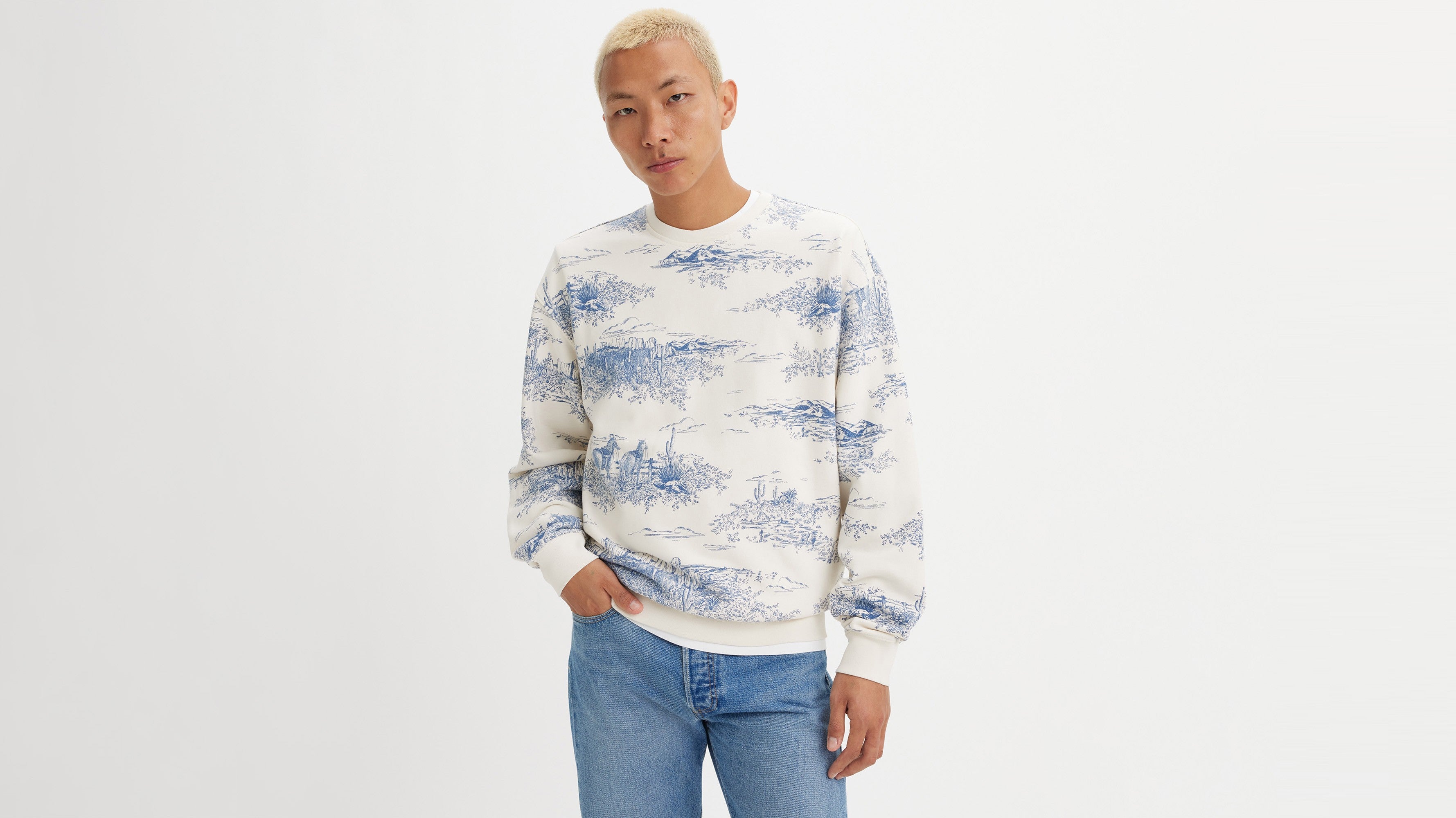 Relaxed Graphic Crewneck Sweatshirt - White