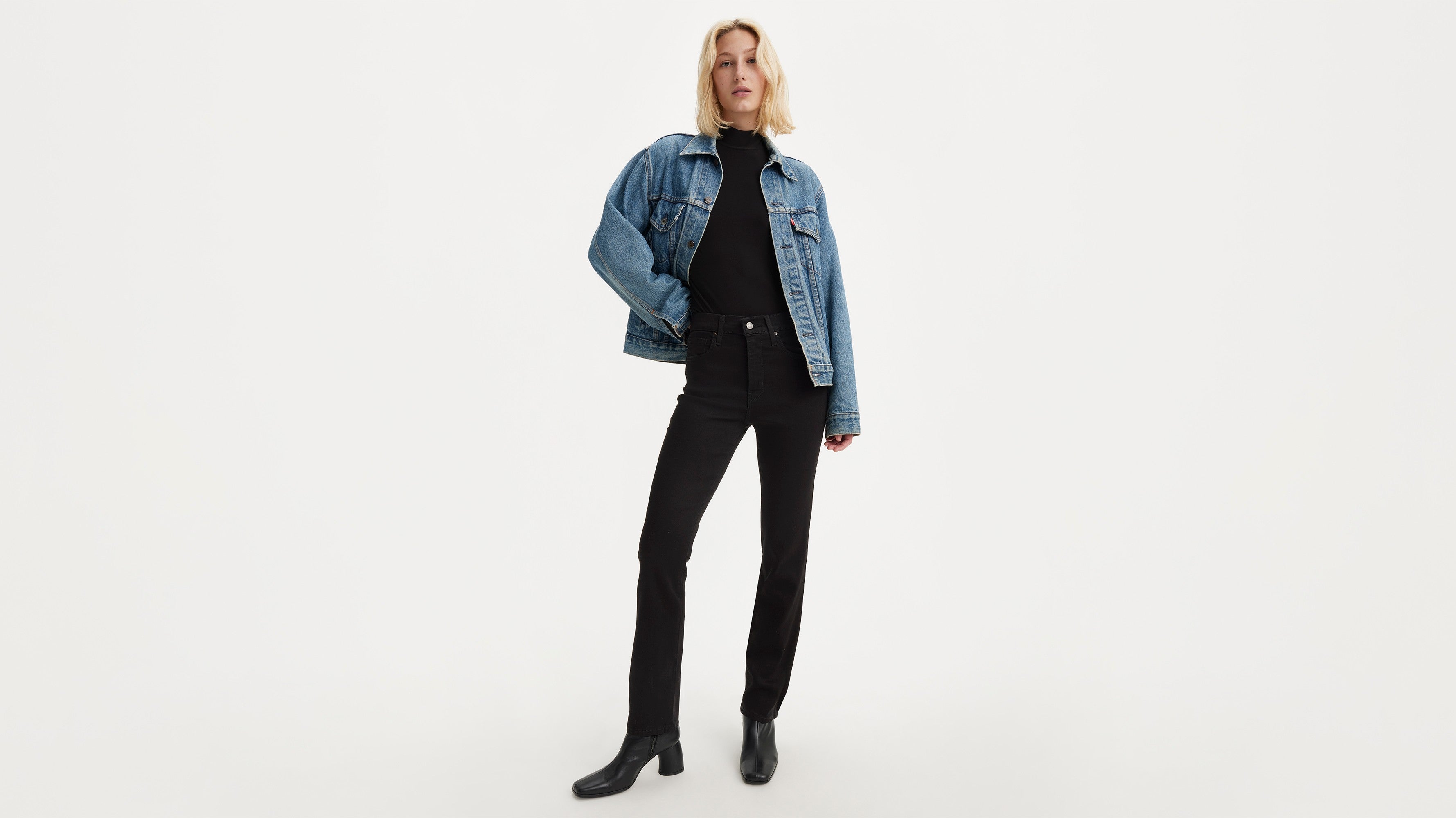 Black straight leg jeans Clearance