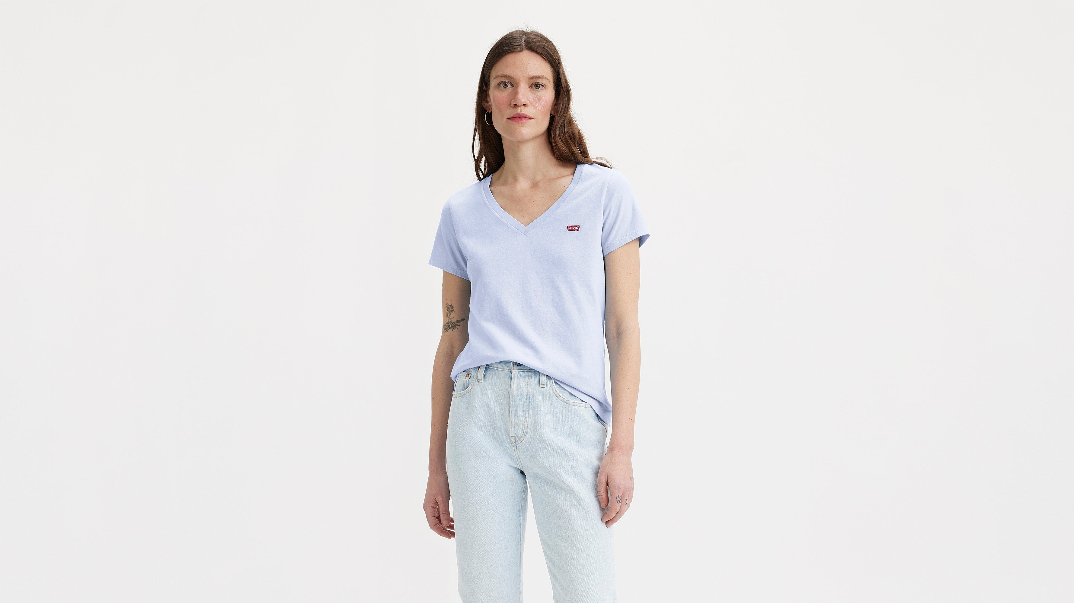 blue and white t shirt women's