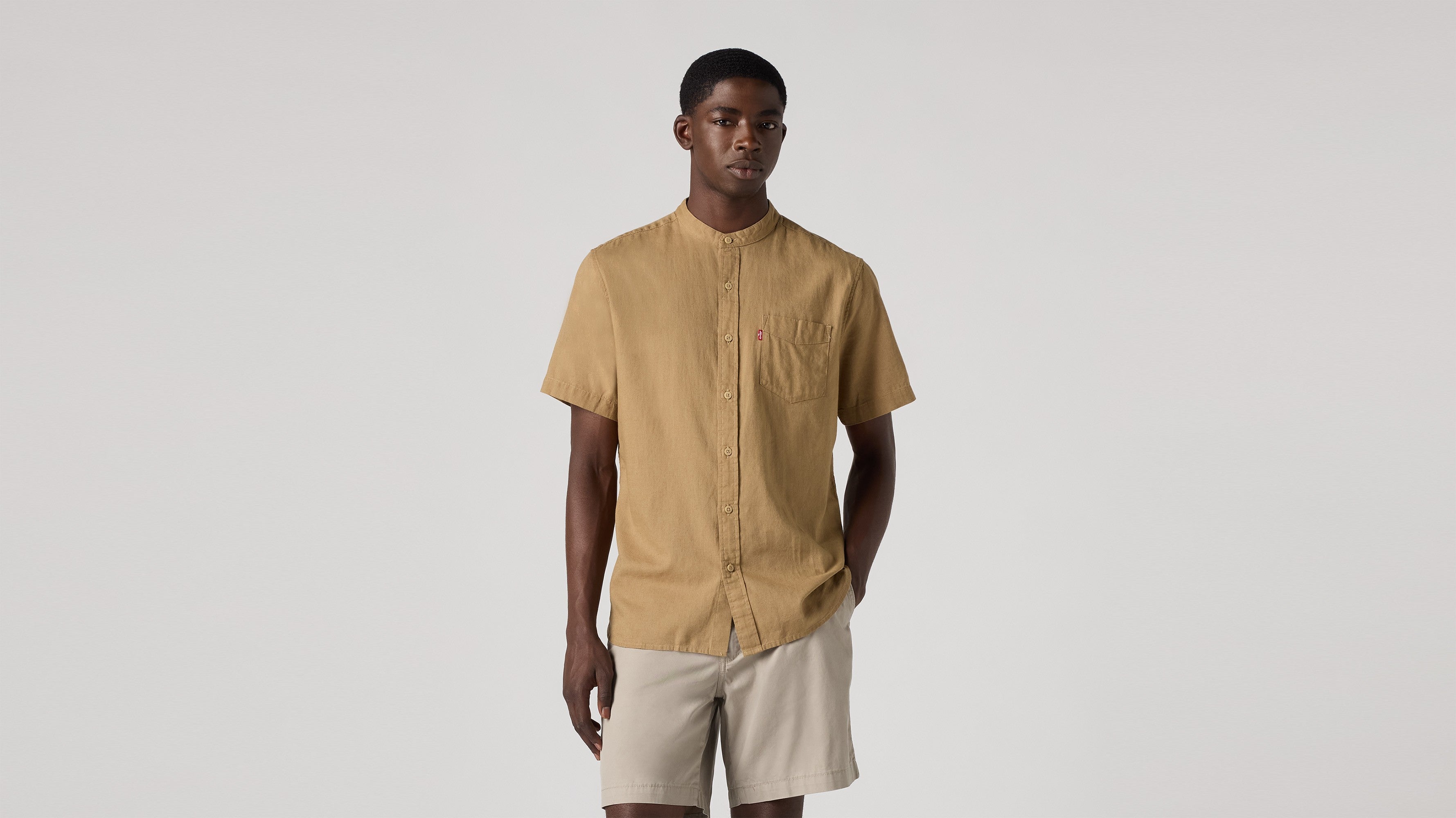Levi's® Men's Short-Sleeve Banded Collar Shirt - Neutral | Levi's SG
