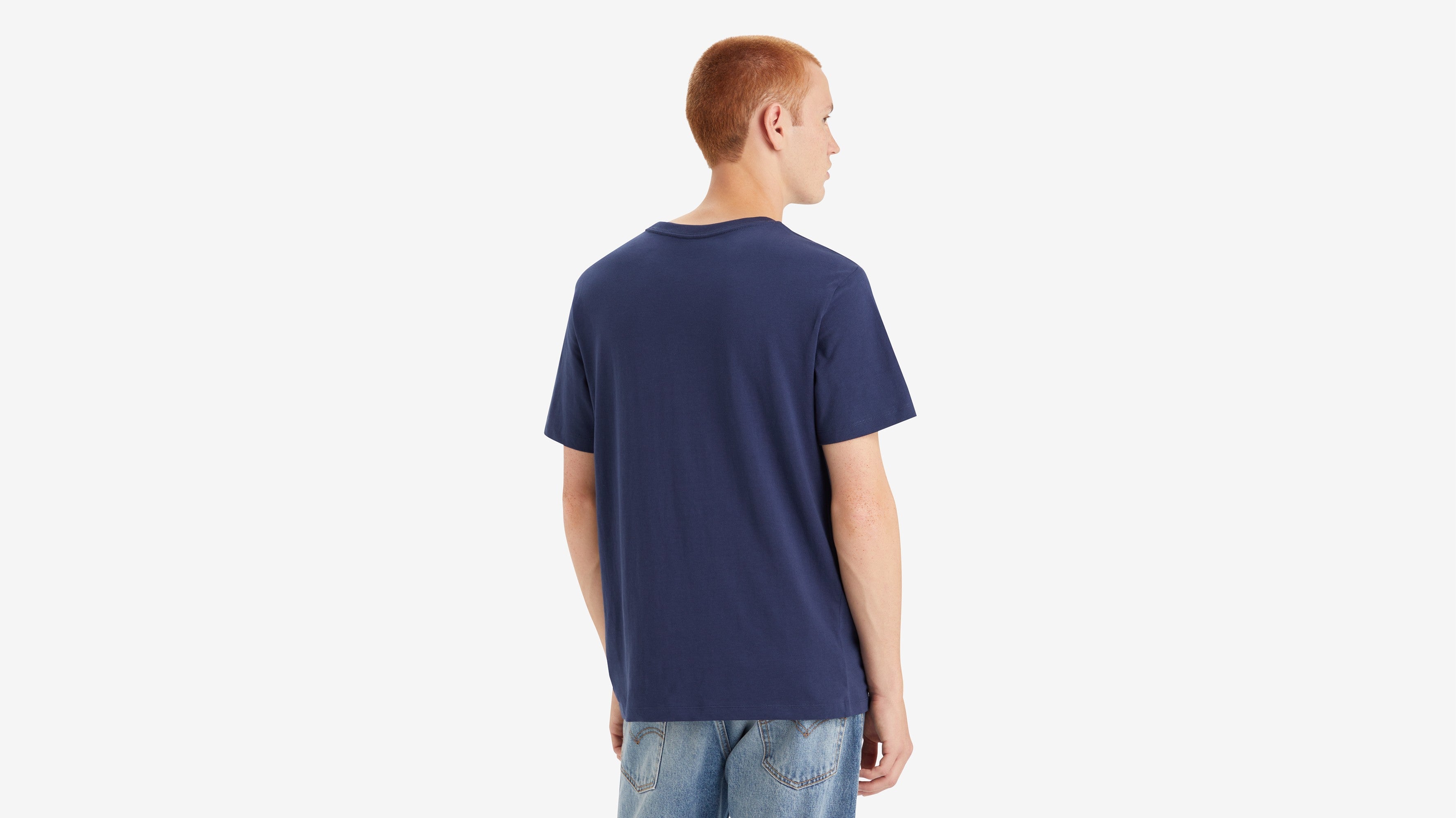 navy and white graphic tee
