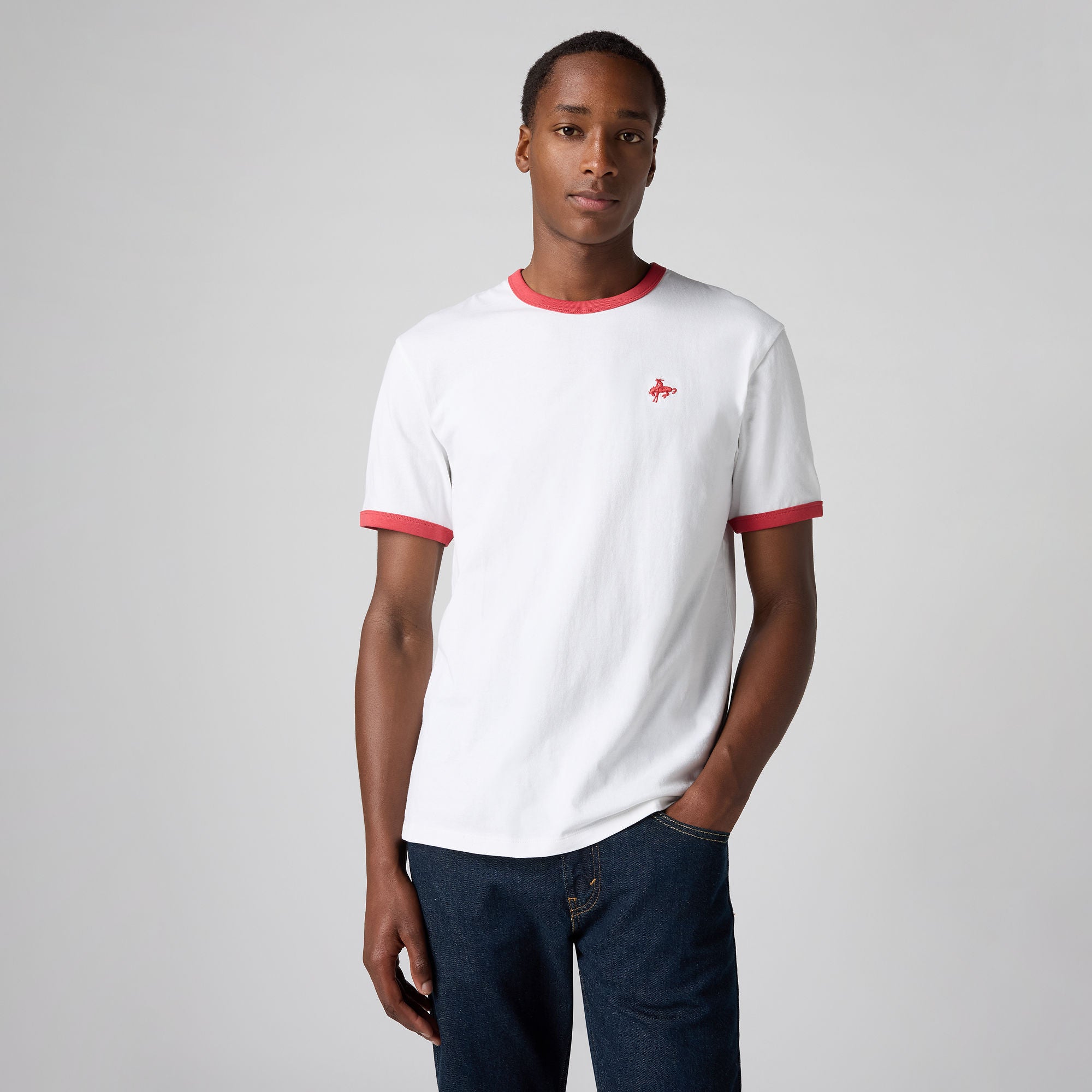 Levi's® Men's Retro Embroidered Ringer Tee - Bright White | Levi's SG