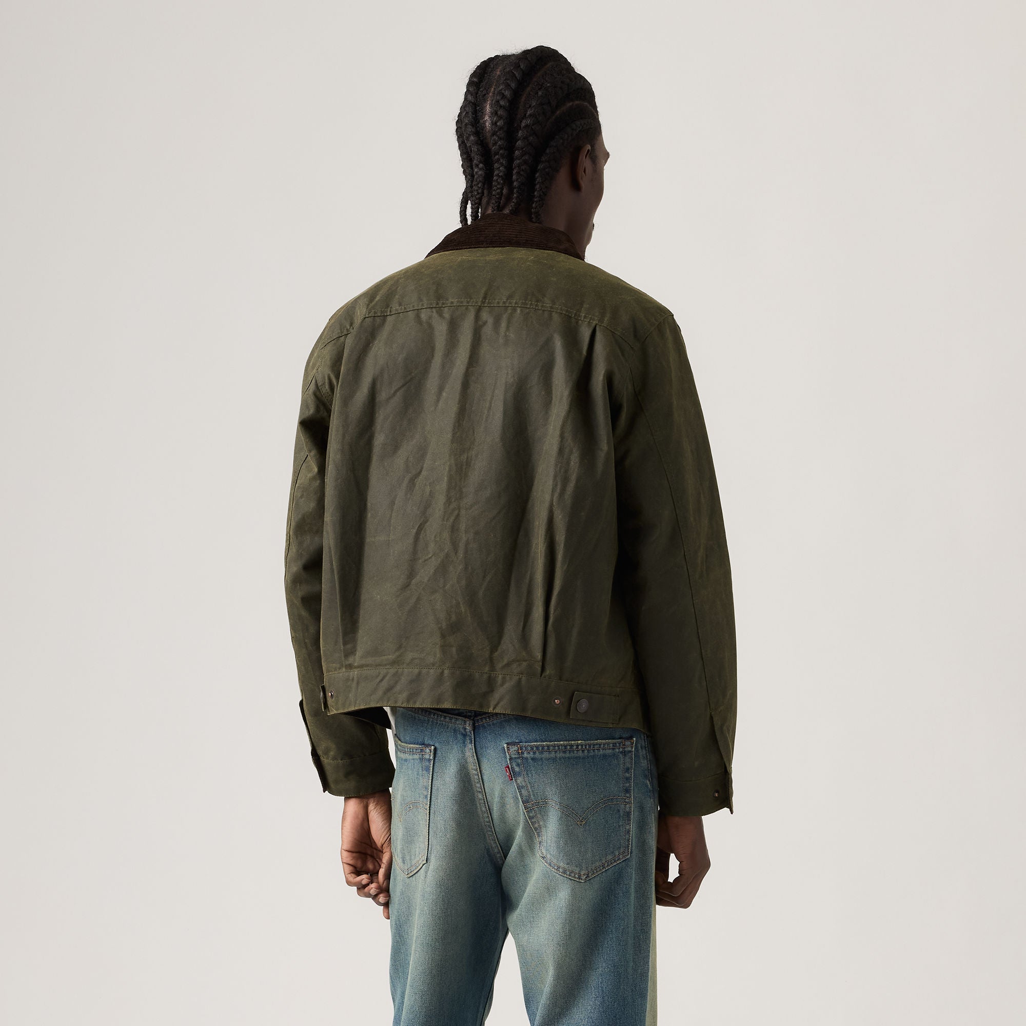 Levi's® x Barbour Type II Waxed Trucker Jacket - Olive | Levi's SG