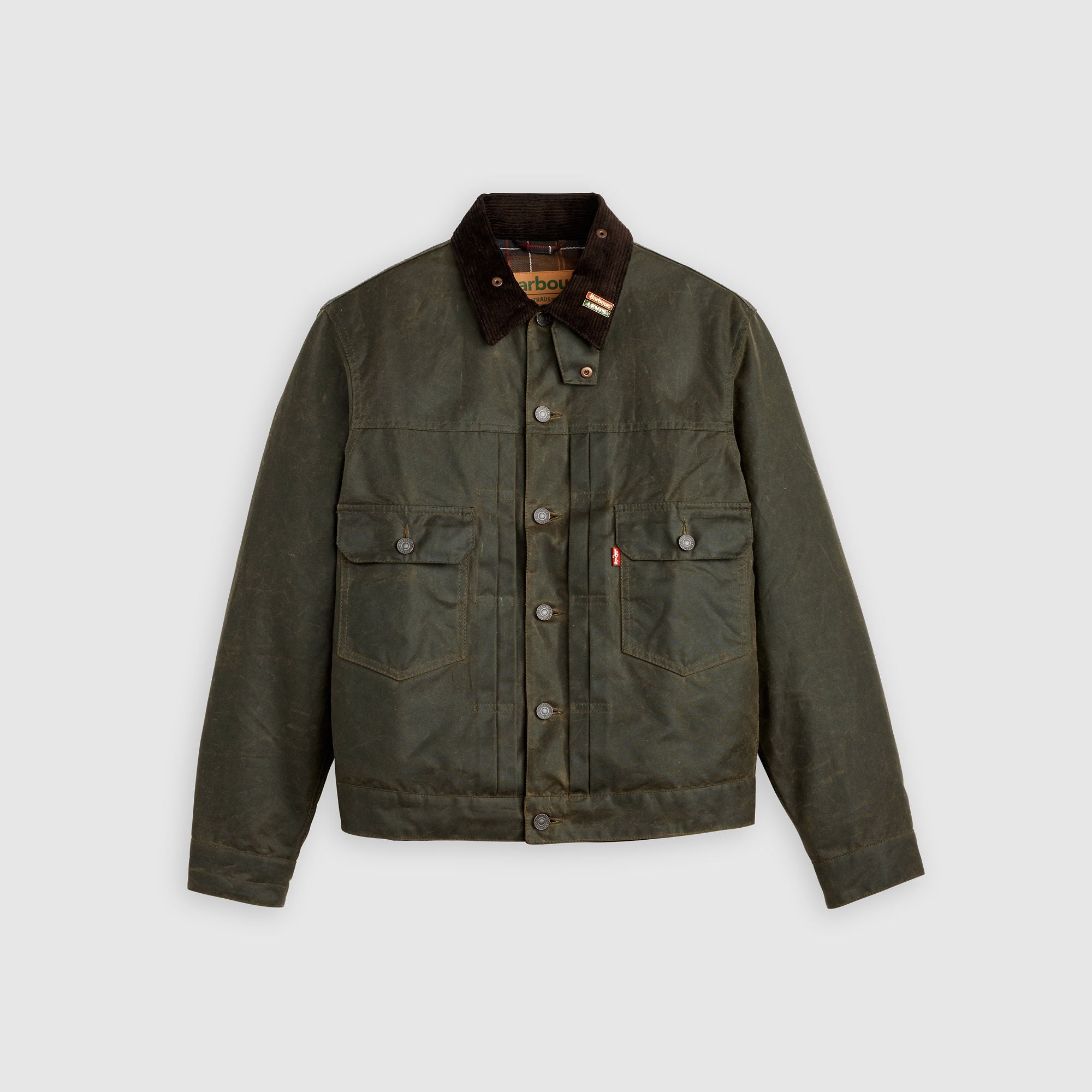 Levi's® x Barbour Type II Waxed Trucker Jacket - Tan | Levi's SG