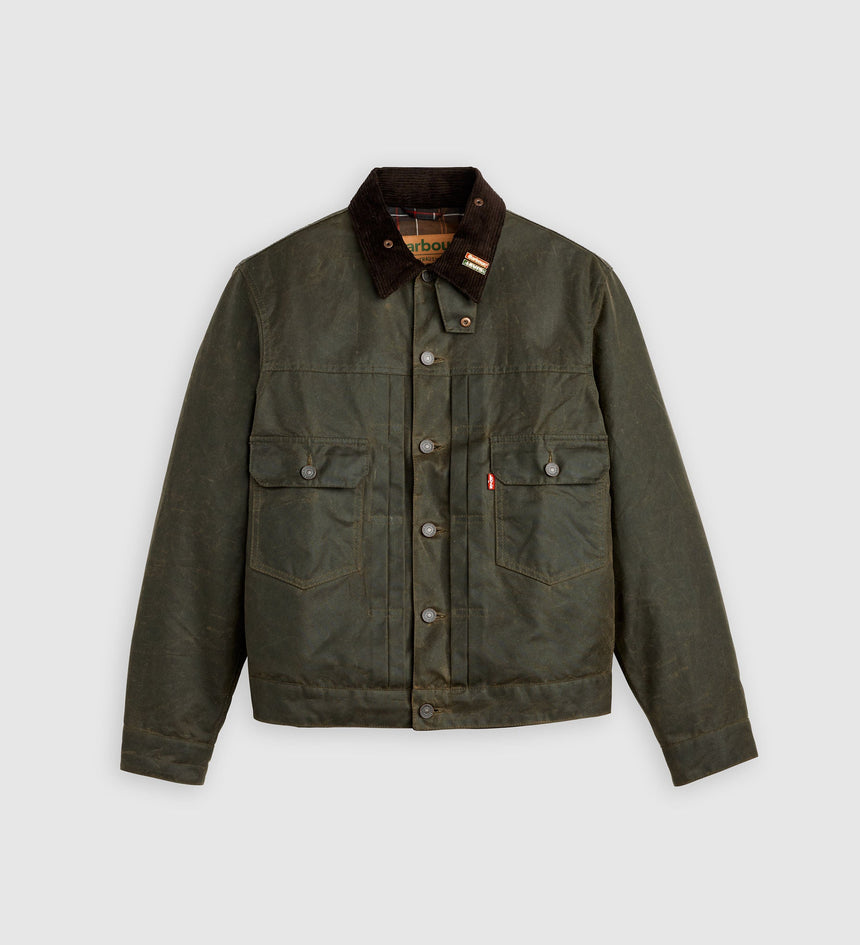 Levi's® x Barbour Type II Waxed Trucker Jacket - Tan | Levi's SG